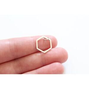 Sterling Silver Hexagon Charm, Hexagon Pendant, Hexagon Charm